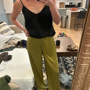 House of Harlow 1960 silk Olive Wide-Leg Trousers